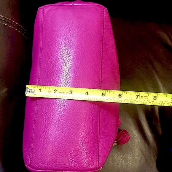 TORY BURCH Fuchsia Leather Bag With Embroidered Shoulder Straps Leather Tassels - Picture 15 of 17